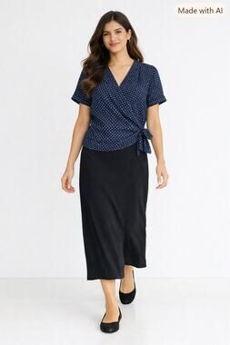Gap Small Blue Patterned Wrap Top Short Sleeve Cotton Blend